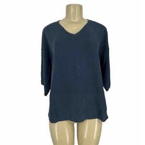 J. Jill Small Petite Women Pullover V-neck Sweater 3/4 Sleeve Silk Wool Bl 16-7